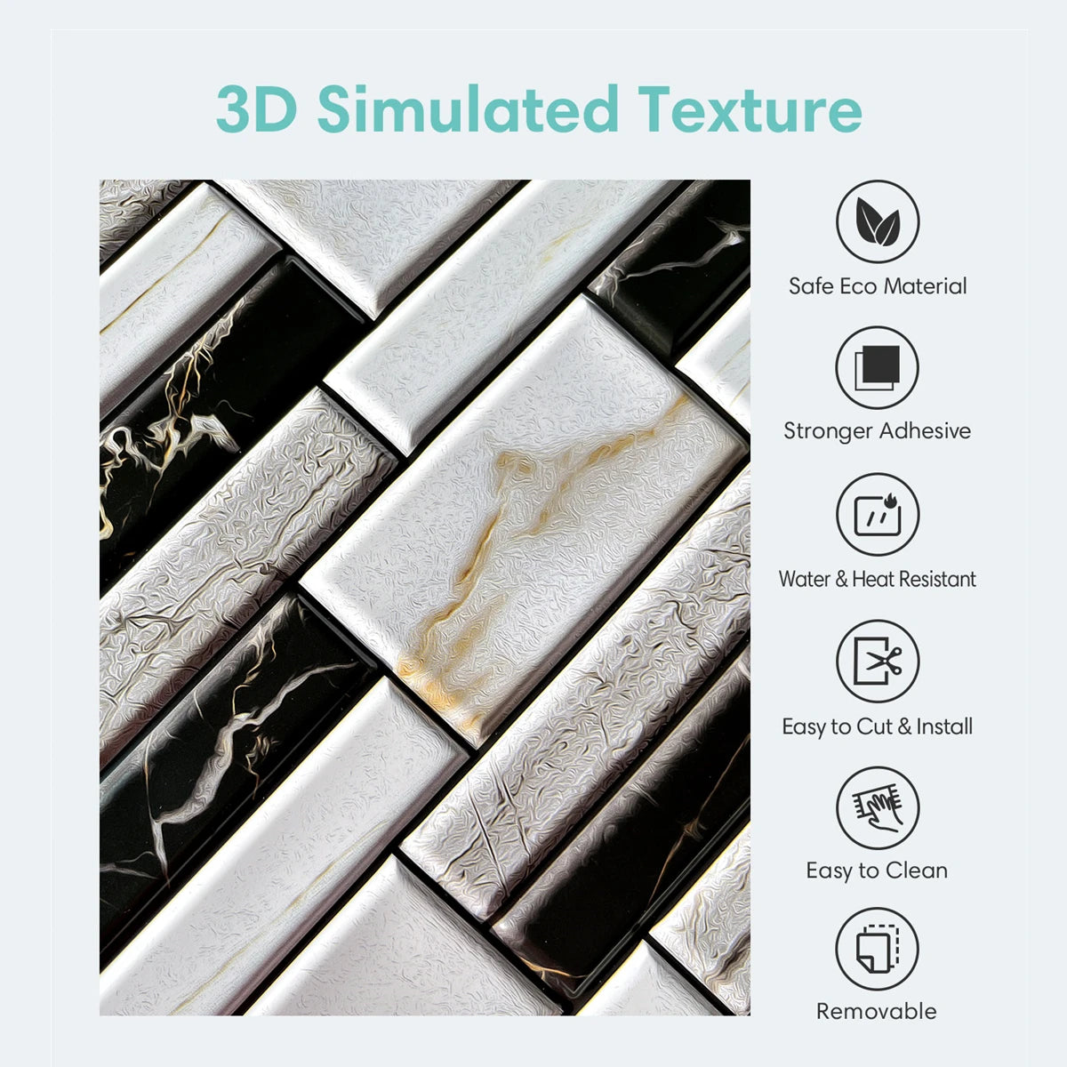 3D Wall Sticker Self-adhesive Faux Stone Wall Panel Peel and Stick Tile Backsplash for Kitchen Bathroom Waterproof Tile Sticker