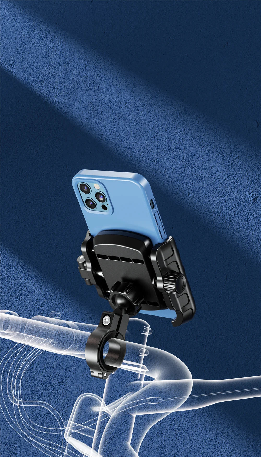 Motorcycle Phone Holder One-Touch Auto Quick Lock Bike Phone Mount ATV Bicycle Scooter Phone Holder with Aluminum Handlebar Base