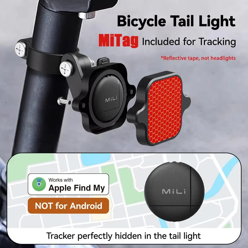 Bicycle Airtag Tracker Reflective Bracket Road Bike Hidden Locator Anti-theft Anti-lost Multi-function Bracket Warning Light