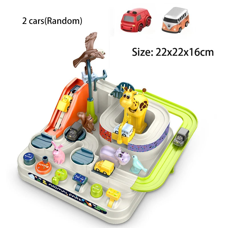 Rail Car Train Track Toys Racing Interactive Model Racing Adventure Brain Game Montessori Educational 2 To 4 Years Old Boys Cars