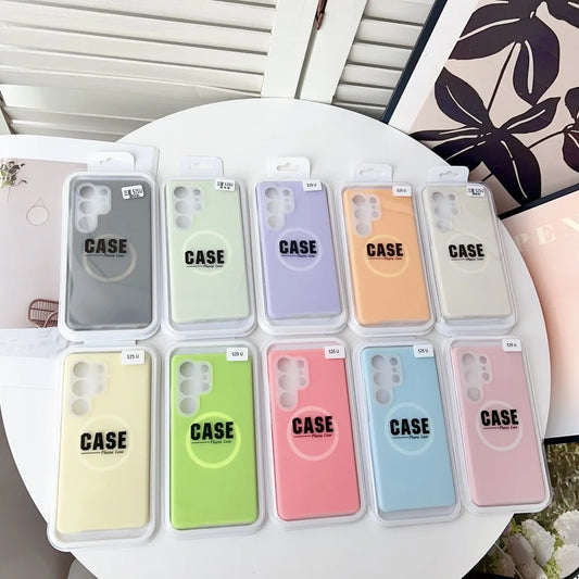 MagSafe Jelly Silicone Case with Magnetic Lens Protection for Samsung Galaxy S26 / S25 / S24 / S23 Ultra / Plus / FE – Solid Color Shockproof Cover