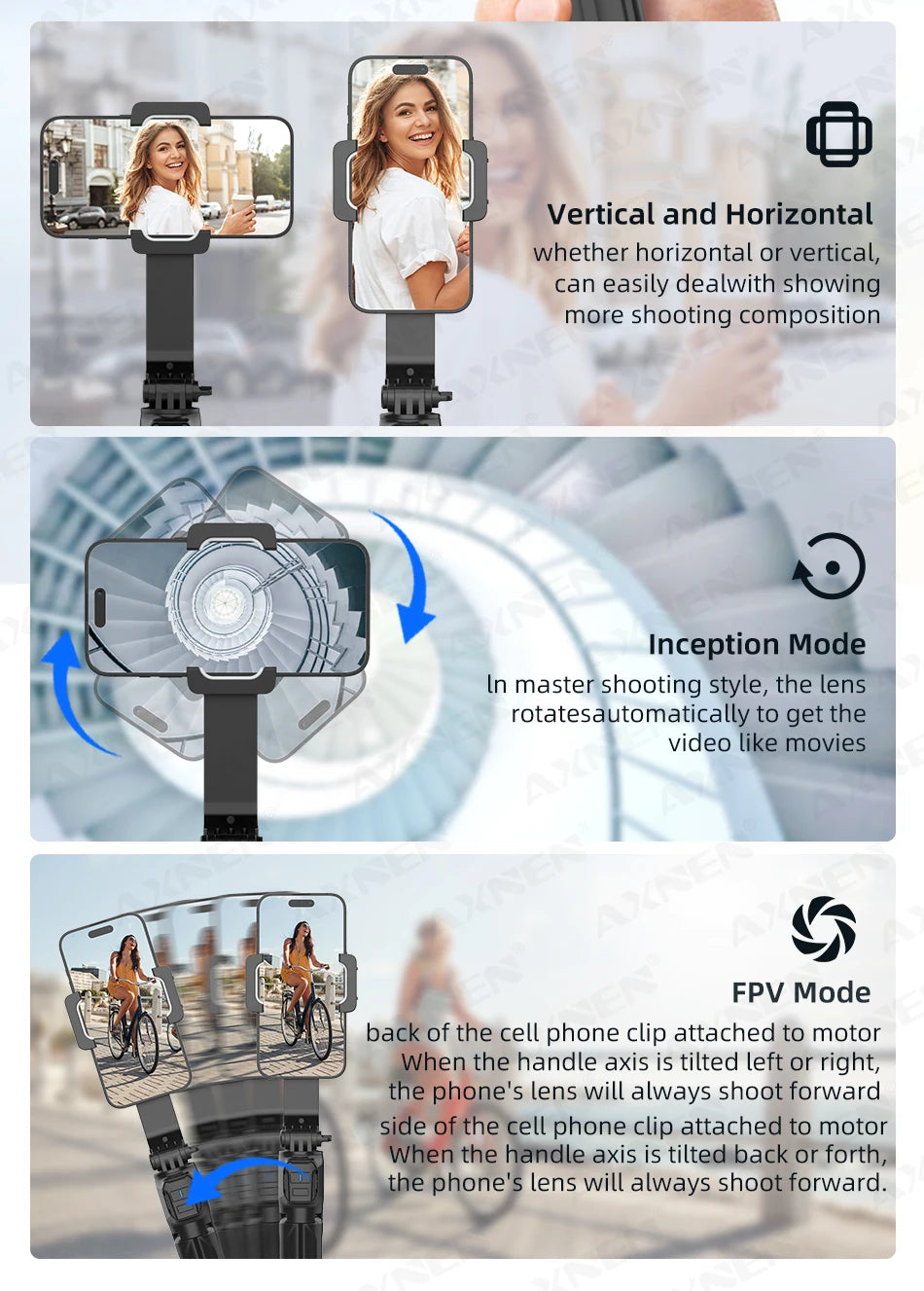HQ2 SERIES Mobile Phone Stabilizer Handheld Gimbal for Smartphone Gopro Action Camera Extension Rod Selfie Stick Tripod