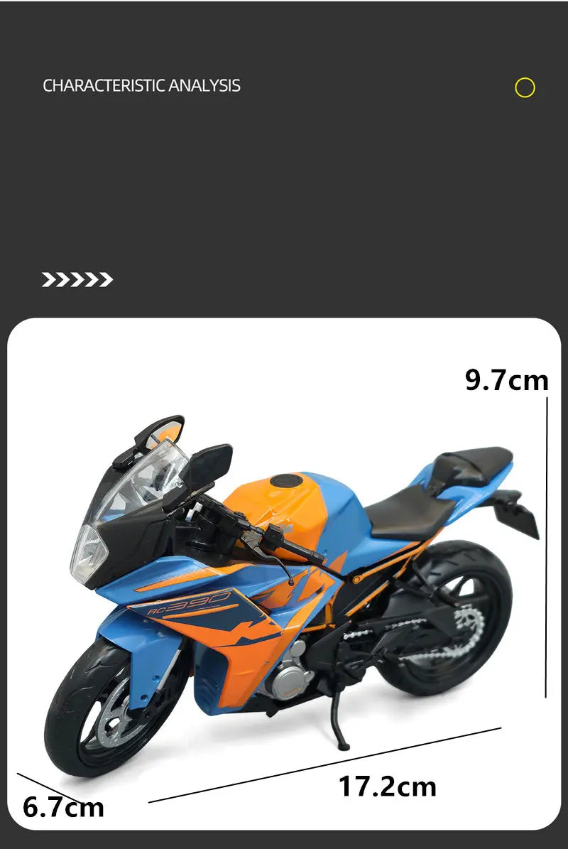 Diecast KTM RC 390 Racing Motorcycle Model 1 to 12 Scale