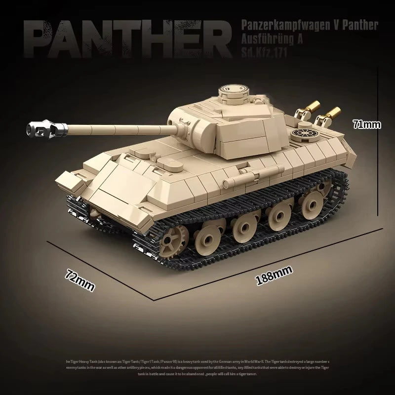 Ww2 Military World War German Leopard Medium Tank Building Blocks Bricks  Educational Toys for  Boy Christmas Gifts