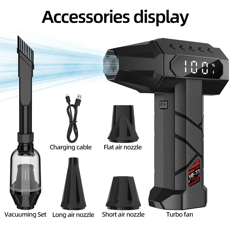 1,200,000 RPM Turbo Jet Fan, 340W Cordless Vacuum Cleaner, 760g Air Pressure, High-Speed Brushless Motor Driven, LED Lighting