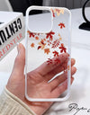 Transparent Fallen Leaves Flower Phone Case For iPhone 16 15 14 Pro Max 15 14 16 Plus Maple Leaf Clear Funda Back Cover