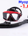 Optical Myopia Snorkel Set Diving Mask Nearsighted Swimming Goggles Short Sighted Panoramic Wide View Adults Youth -1.0To-6.0