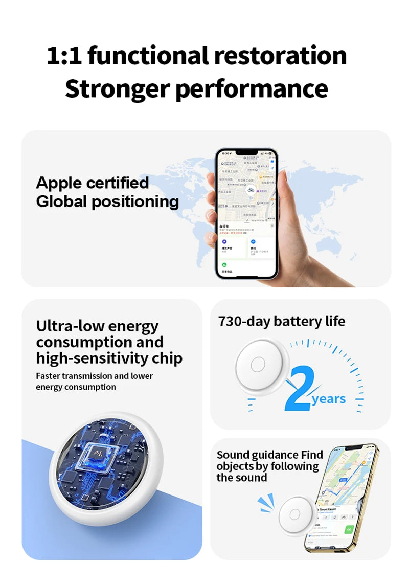 Mini Tracker Work With Find My APP Ultra Long Battery Life Mini Locator For Keys Pets Wallet Anti-Loss Device Smart Find