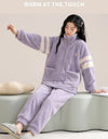 Women’s Winter Flannel Pajama Set – Warm Coral Fleece Loungewear with Cute Bunny Design