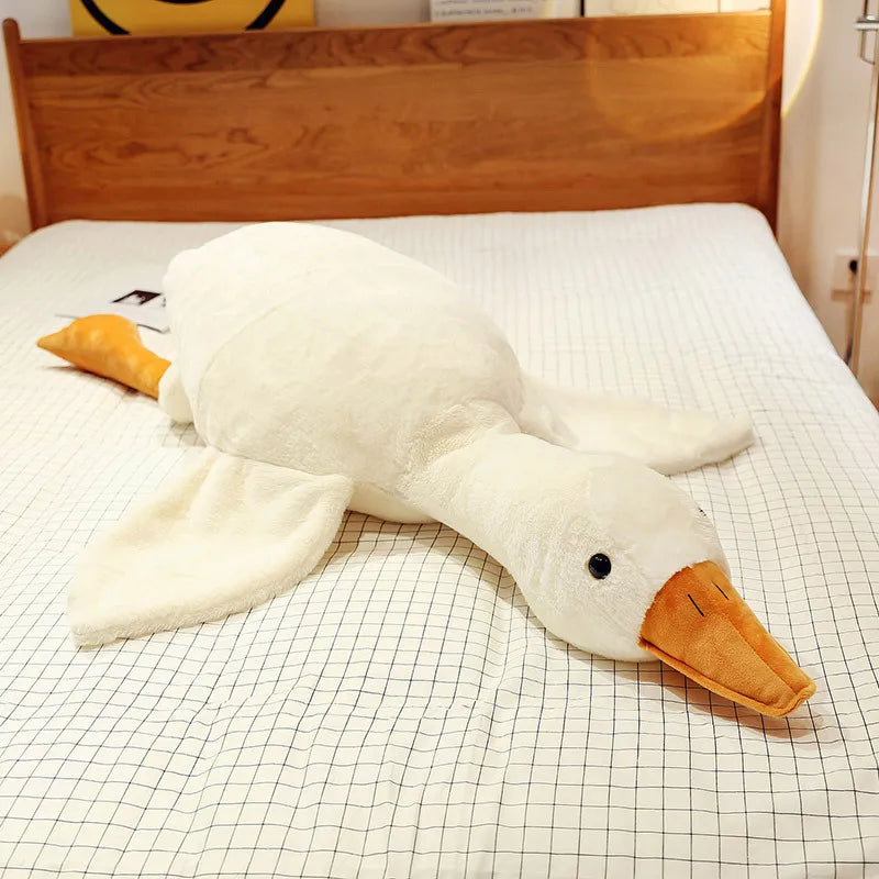 50-160cm Goose Stuffed Plush Cute Fluffy White Goose Plush Toy Kawaii Duck Sleep Pillow Cushion Soft Stuffed Animal Doll Gift