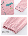 Women’s Winter 100% Cotton Pajama Set – Loose Fit, Turn-Down Collar, Long Sleeves, Cute Pink
