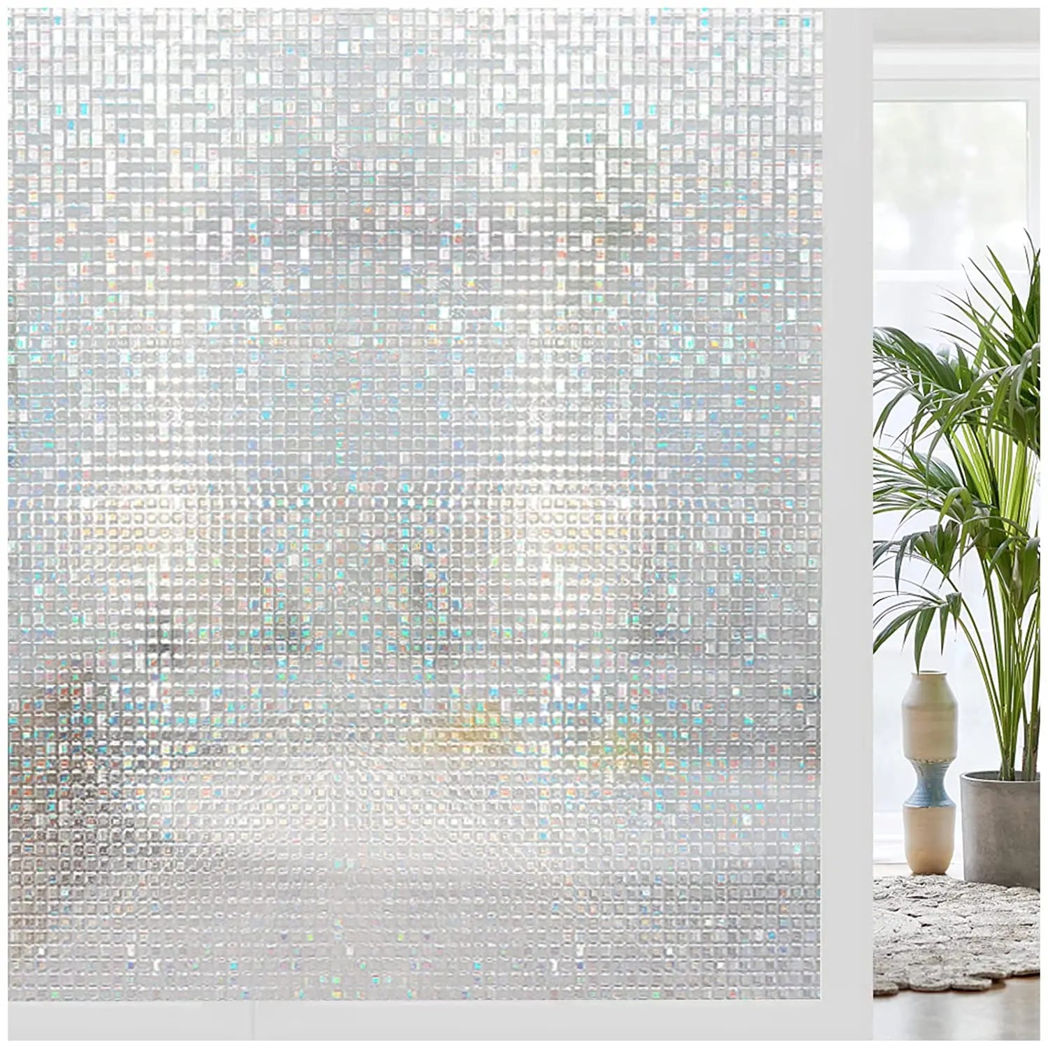 Wide 75/90 cm 3D Vinyl Window Privacy Film, Heat Insulation Rainbow Window Films, UV Protection Decorative Glass Stickers