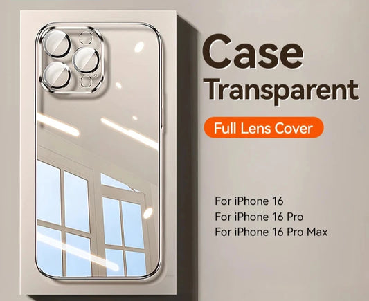 Soft TPU Case For iPhone 16 Pro Max Transparent Cover For iPhone 16 15 14  Pro Max Shockproof Case With Len Protection