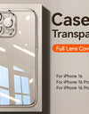 Soft TPU Case For iPhone 16 Pro Max Transparent Cover For iPhone 16 15 14  Pro Max Shockproof Case With Len Protection