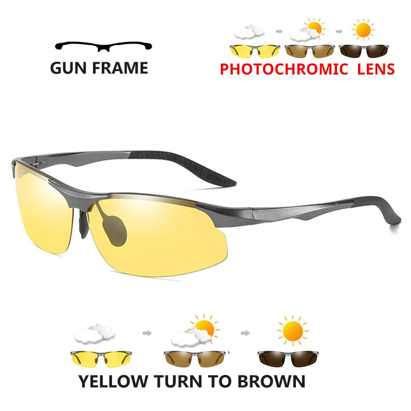 Aluminum Photochromic Polarized UV400 Mirror Driving Sunglasses for Men Women