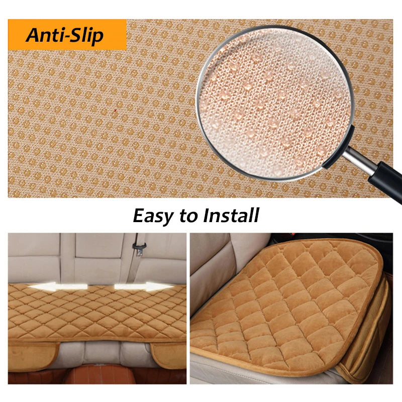 Plush Winter Car Seat Cover Warm Flocking Cloth Seat Cushion