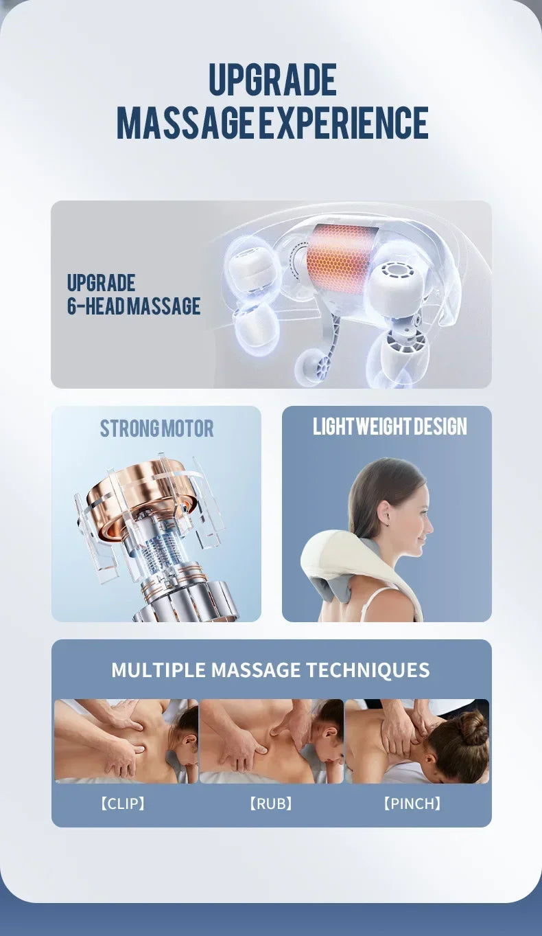 1PC Wireless Neck And Back Massager Neck And Shoulder Kneading Massage Shawl Neck Cervical Relaxing Trapezius Massager