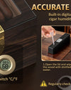 Cigar Humidor, Cedar Wood Cigar Box, Includes Leather Cigar Case, Cigar Tube, Digital Hygrometer and 2 Humidifiers, Gift Set