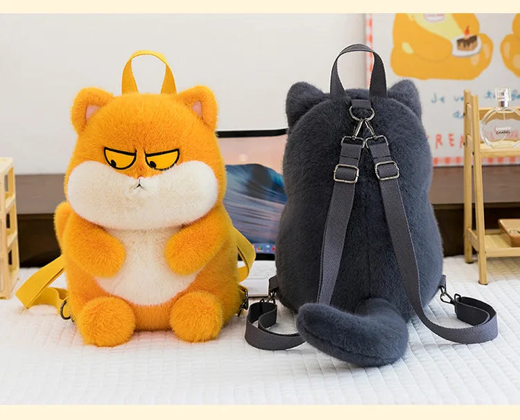 Kawaii Plush Stuffed Cat Doll Backpack Cute Kids Birthday Xmas Gift 2025 New Arrival Plush Toy for Children Girls Soft Cuddly