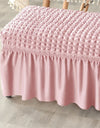 Stretch Long Bench Cover with Skirt Seersucker Ottoman Covers Elastic Piano Stool Protector Bedroom Bedside Footrest Slipcovers