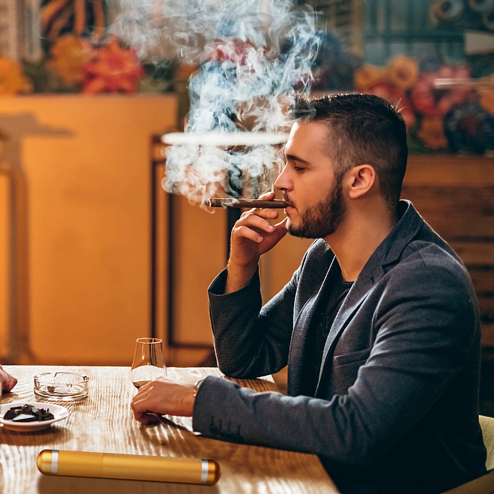 Scotte Aluminum Humidor Cigar Tube Storage, Moisture-Proof Cigar Case, Smoking Accessories