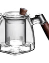600ml Wooden Handle Hexagonal Glass Teapot with Tea Infsuer  Houshold Brewing Tea Pot Tea Ceremony Tea Maker Teaware