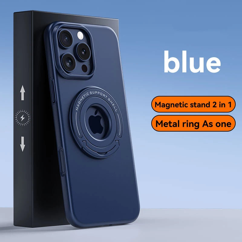 For Magsafe  Solid Color Matte Car Holder Shockproof Phone Case for iPhone 15 Pro Max 14 Pro Max Plus Back Cover