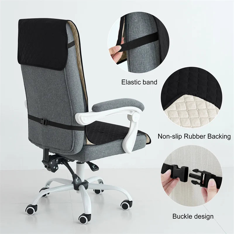 Office Chair Cover Anti-slip Long Boss Office Chairs Pad 1piece with Elastic Strap Swivel Computer Dust Armchair Slipcover