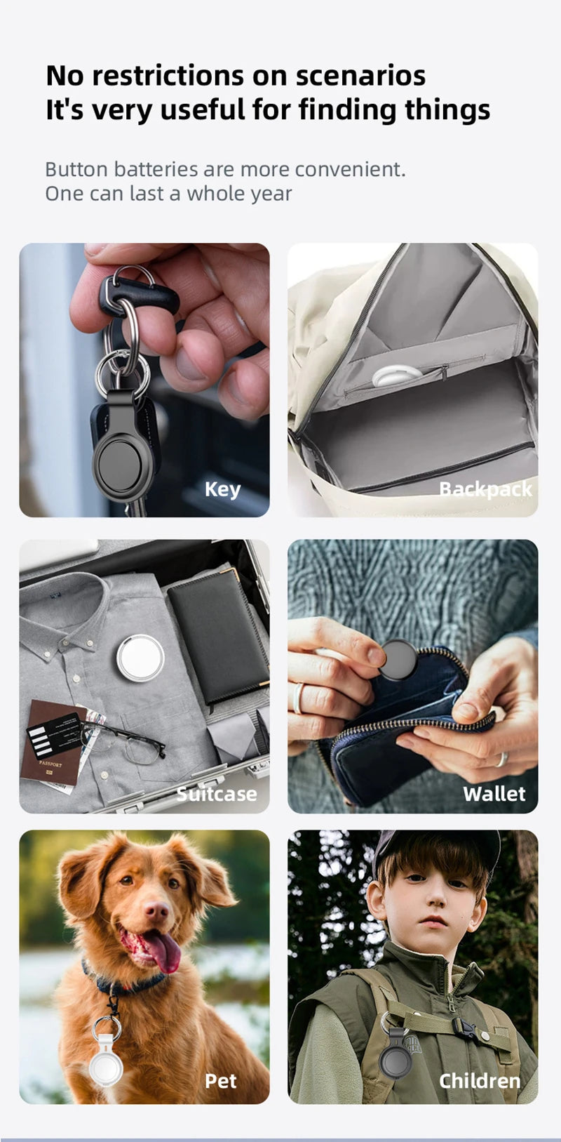 Mini Global Position Systm Tracker Apple Find My Compatible Slim Design Global Location Anti-Lost Device For  Luggage Long Battery Life