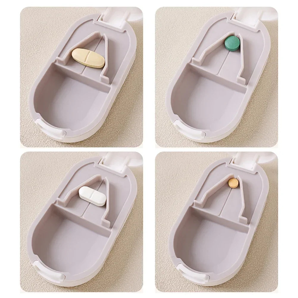 Medicine Pill Cutter Box Portable Drug Box Useful Grinder Splitter Medicine Pill Holder Tablet Cutter Splitter Divider Pill Case