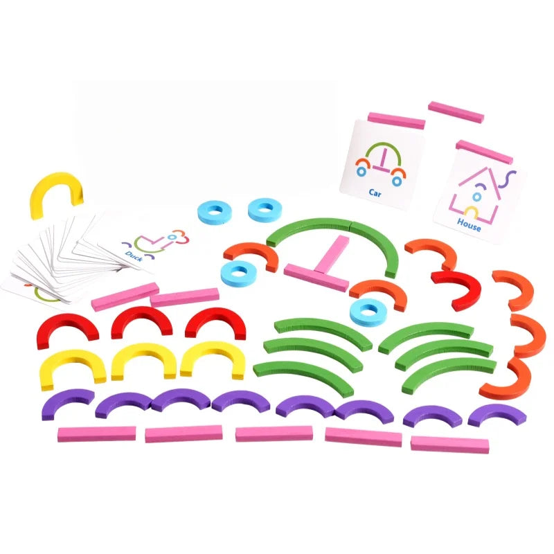 Wooden Creative Sticks and Rings Shape Building Puzzle