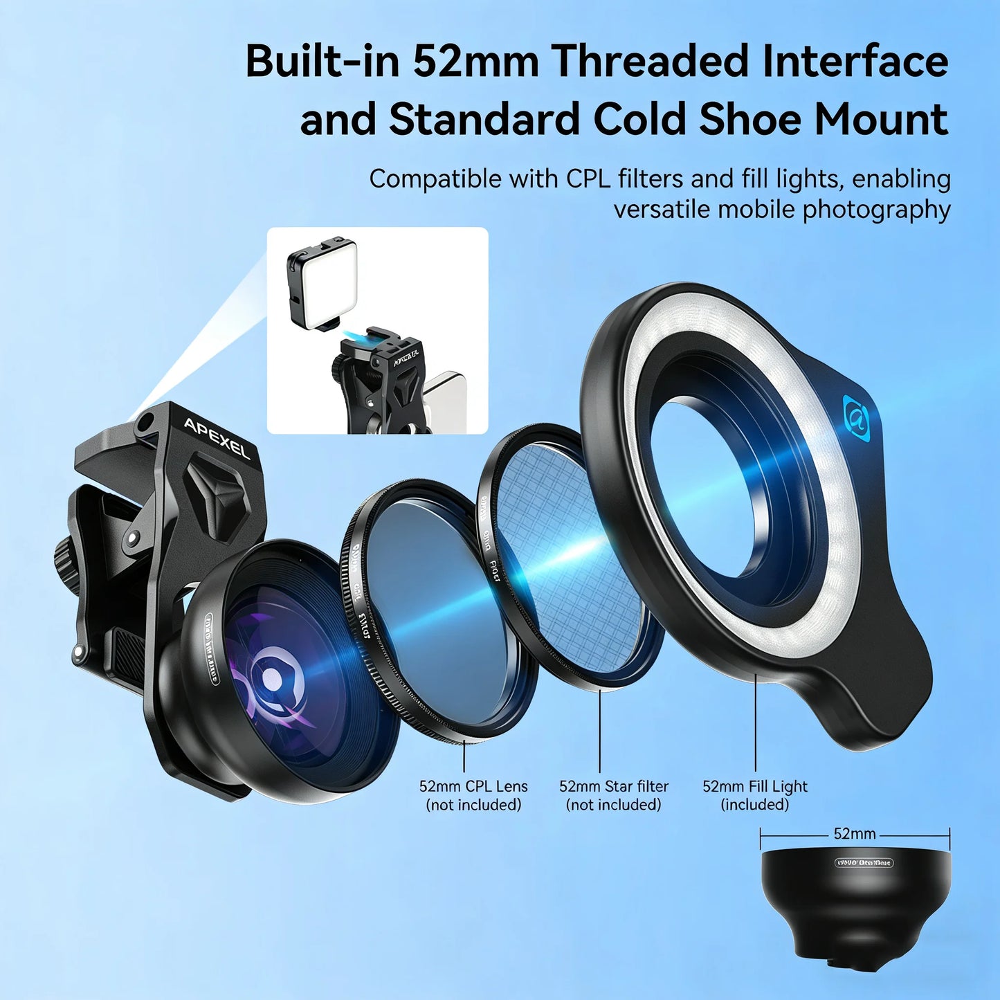 100mm Ultra Macro Phone Lens with LED Fill Light
