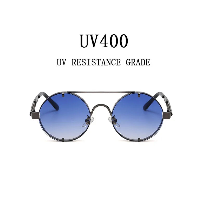 Round Steampunk Sunglasses With UV400 Protection