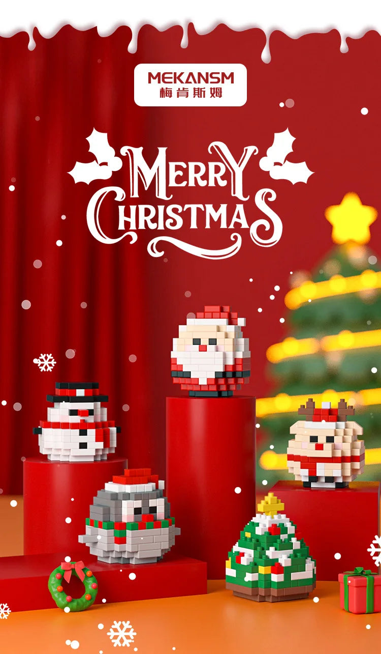1 Piece Randomly Creative Christmas Series Building Blocks Santa Claus Tree Kawaii Damo Egg Bricks Model Toys For Xmas Gift