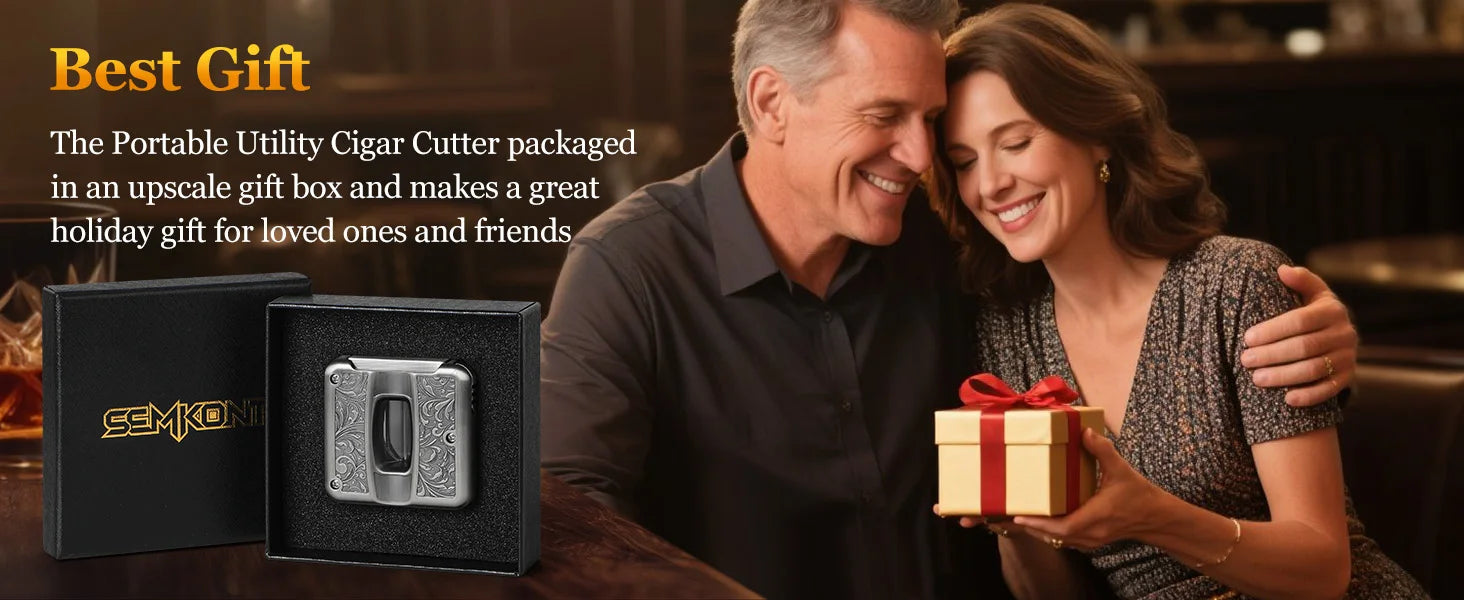 Cigar Cutter,4 in 1 Multifunction V Cut Cutter with Cigar Punch,Cigar Holder & Twin Nubber,Suitable for Max 60 Ring Gauge Cigars