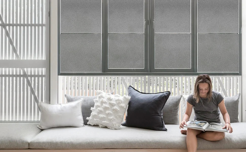 Gray Matte Window Film Privacy Stained Glass Film Static Cling Self Adhesive Film Frosted UV Protective Glass Vinyl for Home