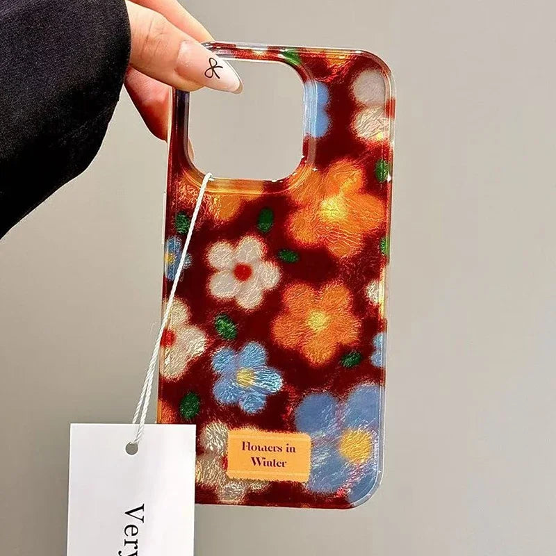 Perforated Vortex Shell IMD Retro Small Flower Case For iPhone 17 Air 16 15 14 Shockproof Cover