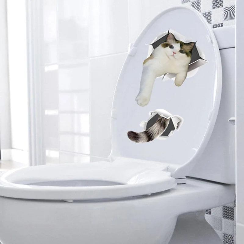 3D Cute Cartoon Funny Animal Bathroom Toilet Stickers Decals Mural WC Accessories Home Bathroom Stickers Decor