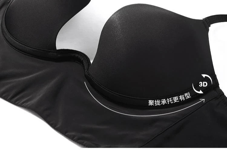 Womens Deep U Neck Seamless Underwire Push Up Bra