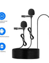 Microphone Dual Head Lavalier Lapel Condensador Microfone Mic with 6 Meters Cable Compatible with Type-C Interface