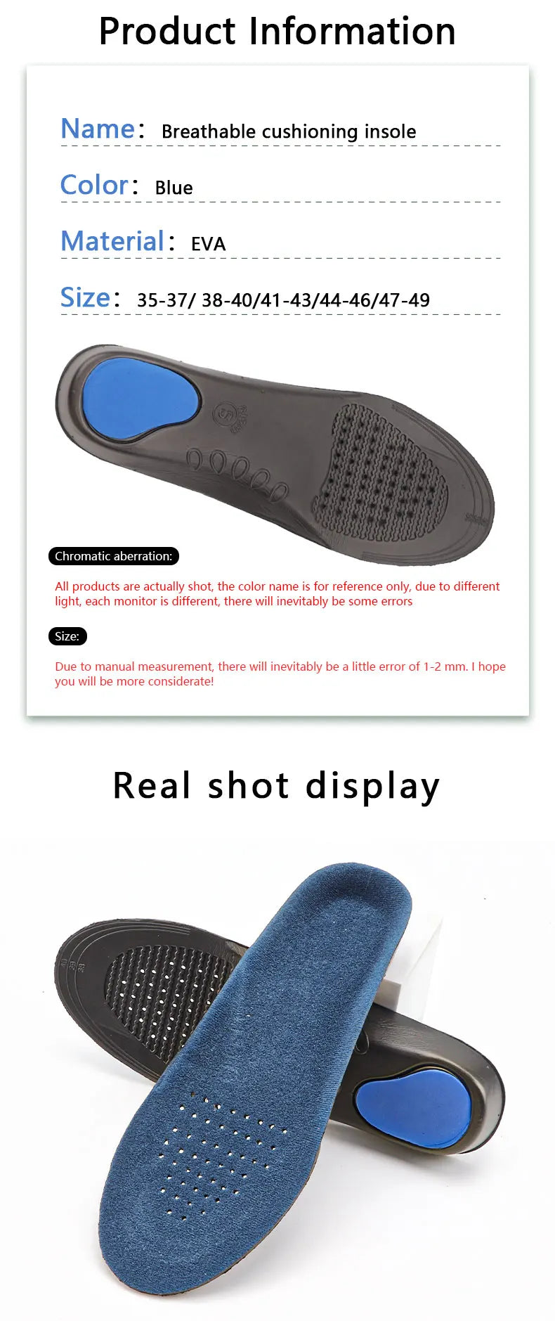 1Pair Orthopedic Insoles for Feet Plantar Fasciitis Arch Support Shoes Insole Shock-absorbing Shoe pads