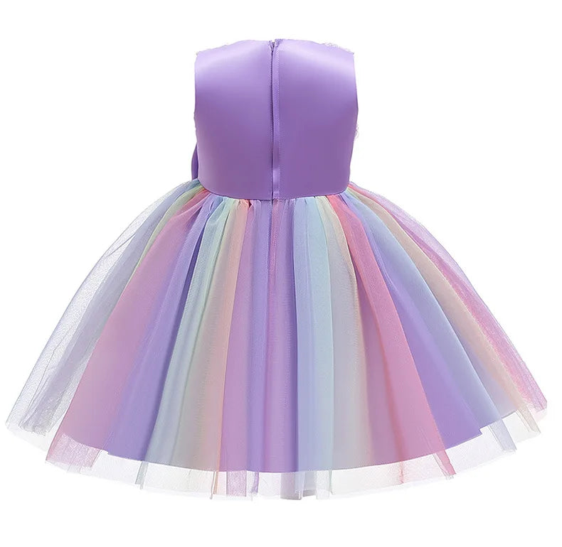 Princess Girl Dress Wedding Birthday Party Frocks for Children Costume With Bow Prom Ball Gown Elegant Party Dress For Girls