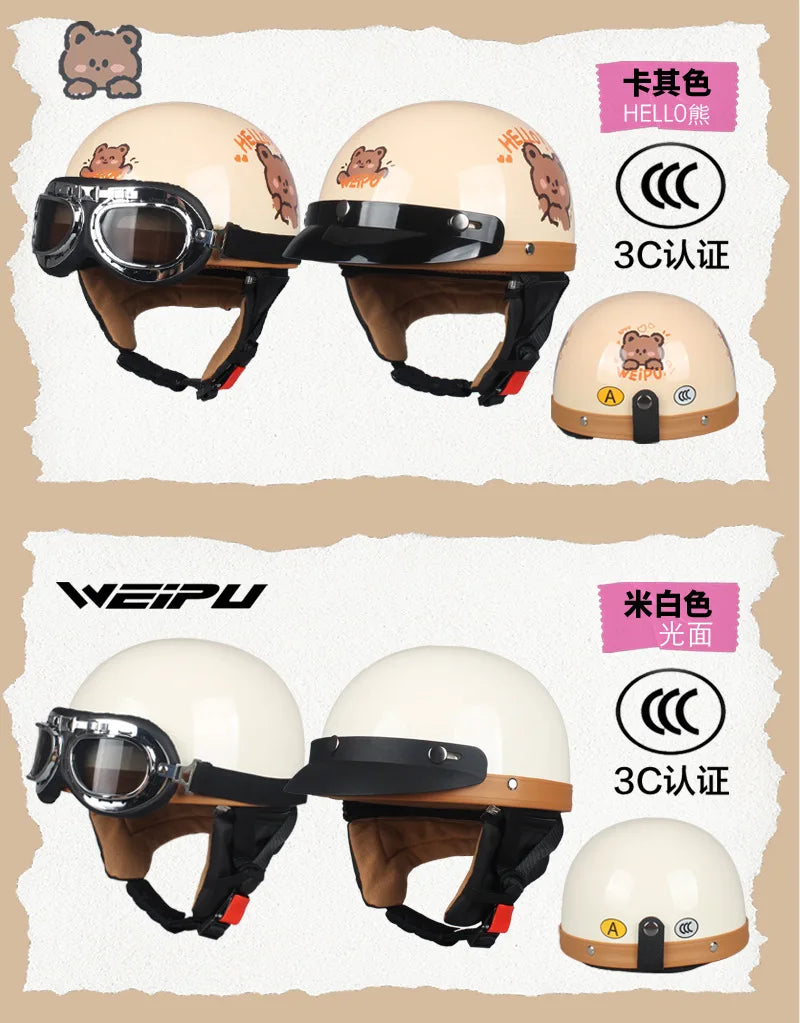 Outdoor Cartoon Helmet Four Season Universal Retro Helmet with Ear Protection Men's and Women's Cycling Helmets