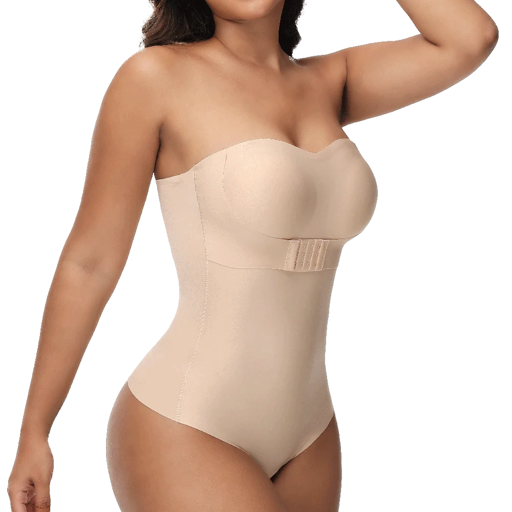 Strapless Thong Bodysuit for Women – Plus Size Tummy Control Shapewear