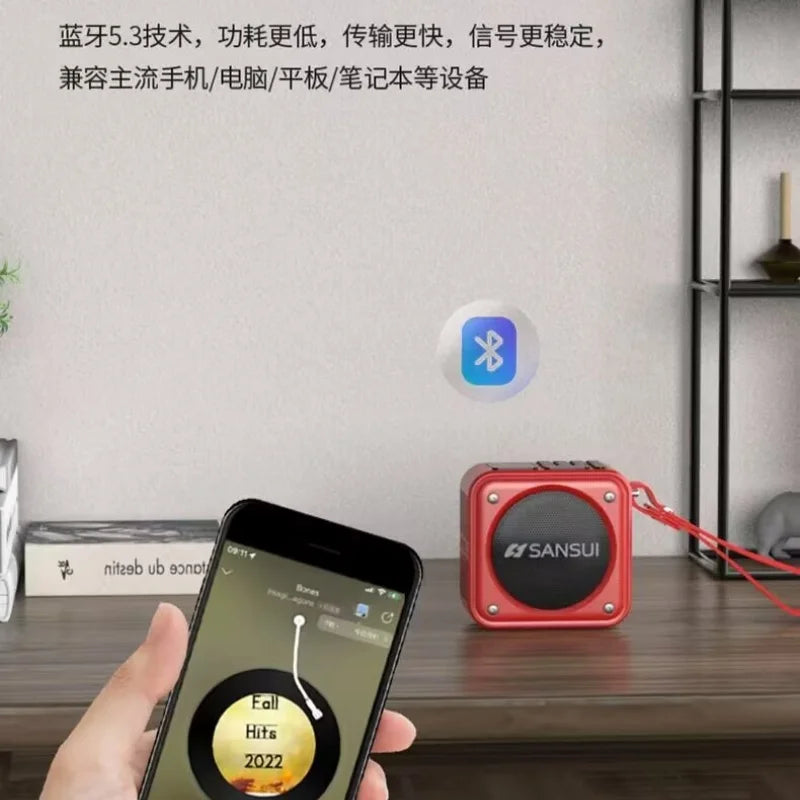 SANSUI U3 Portable Bluetooth Speaker with Deep Bass Supports TF Card USB FM AUX Hands Free Call for Outdoor Indoor Party