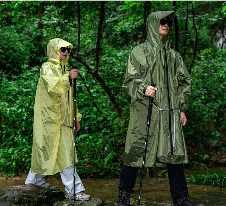 Ultralight Waterproof Zipper Raincoat with Adjustable Hood for Hiking and Camping