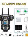 Solar Camera With 4G Sim Outdoor 3 Lens 3 Screen 10X Zoom PIR Human Detect Cam Waterproof Night Vision CCTV Security Protection