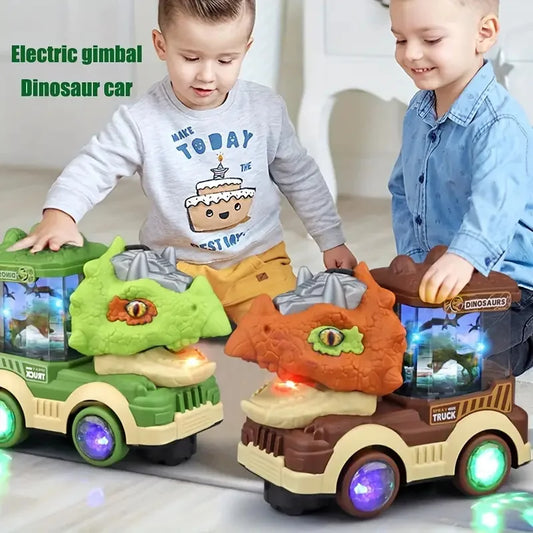 Kids Electric Universal Dinosaur Car Toys Spray Tyrannosaurus Rex Engineering Car Puzzle Toys for Boys Girls Birthday Xmas Gift