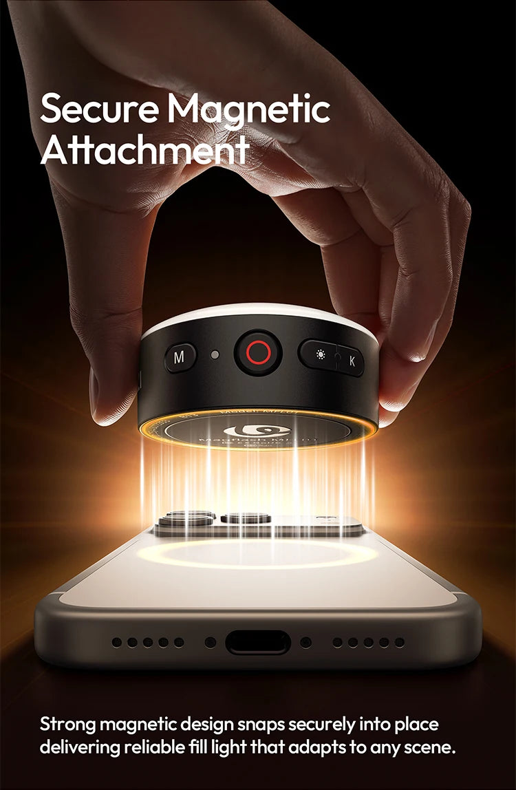 MFL01 Mini Magnetic Portable Phone Flash – 2500-8500K Bi-Color Dimmable Fill Light for iPhone & Android Vlog