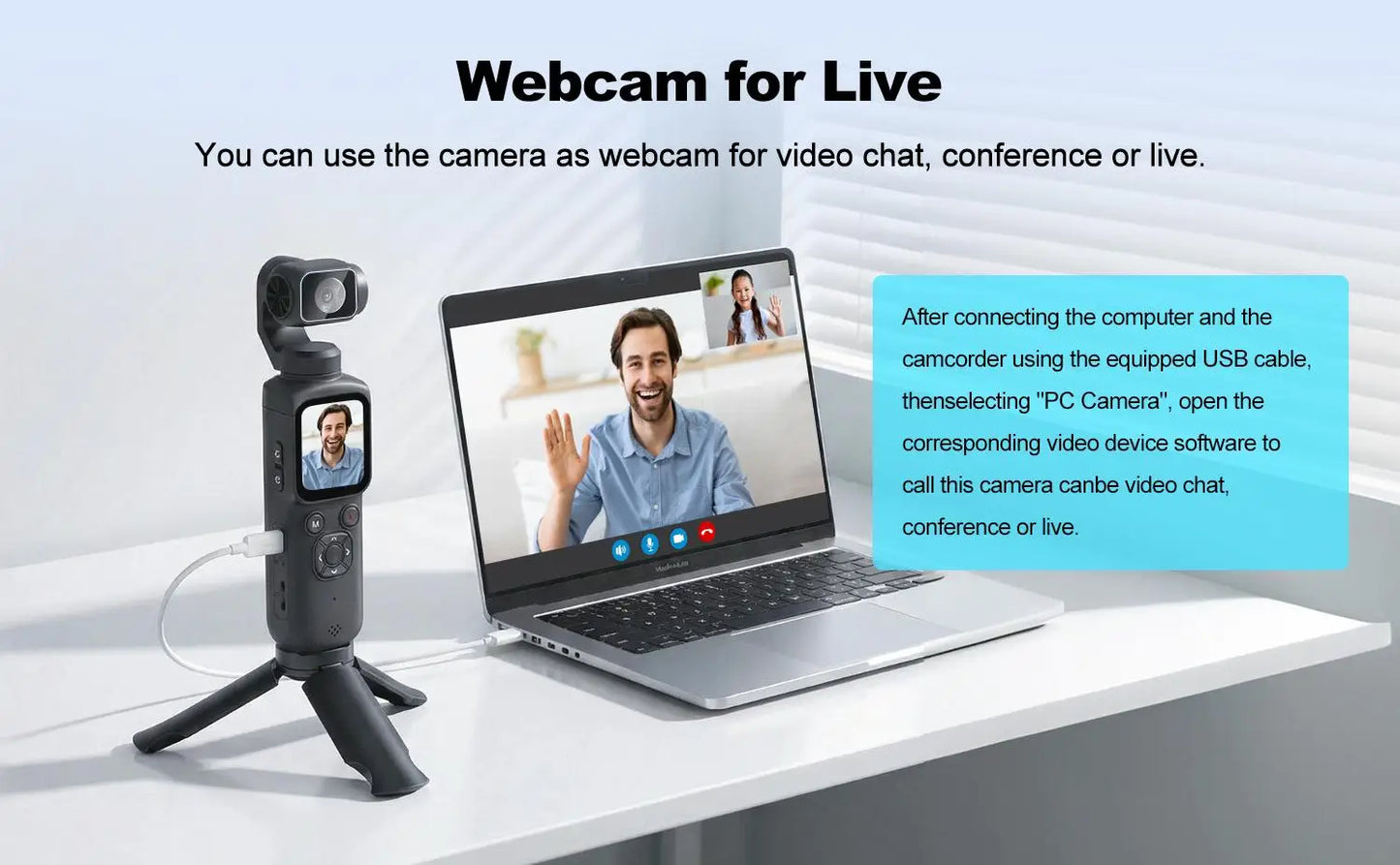 4K Pocket Action Camera 330° Auto-Rotate Lens Face Tracking Touchscreen Vlog Camera with WiFi